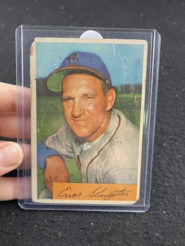 Enos Slaughter Baseball Card: KEY WORDS: INDIAN ARTIFACT ARTIFACTS ARROWHEAD ARROWHEADS NATIVE AMERICAN MISSISSIPPIAN QUAPAW CADDO POTTERY COINS MORGAN DOLLAR PEACE DOLLAR SILVER COINS. All coins have been Sigma tested for authent
