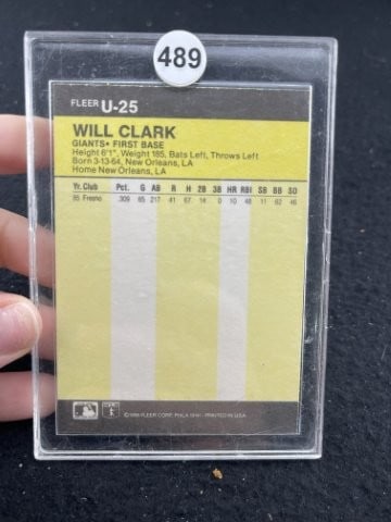 1986 Fleer Will Clark Baseball Card - 2