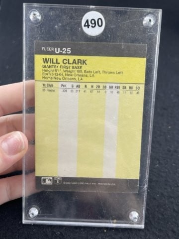 1986 Fleer Will Clark Baseball Card - 2