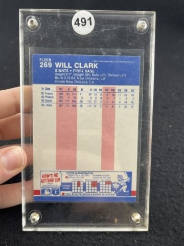 1987 Fleer Will Clark Baseball Card - 2