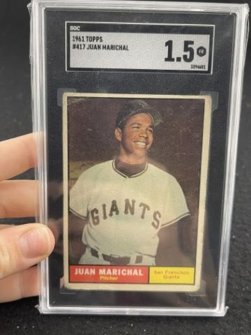 1961 Topps Juan Marichal Baseball Card: KEY WORDS: INDIAN ARTIFACT ARTIFACTS ARROWHEAD ARROWHEADS NATIVE AMERICAN MISSISSIPPIAN QUAPAW CADDO POTTERY COINS MORGAN DOLLAR PEACE DOLLAR SILVER COINS. All coins have been Sigma tested for