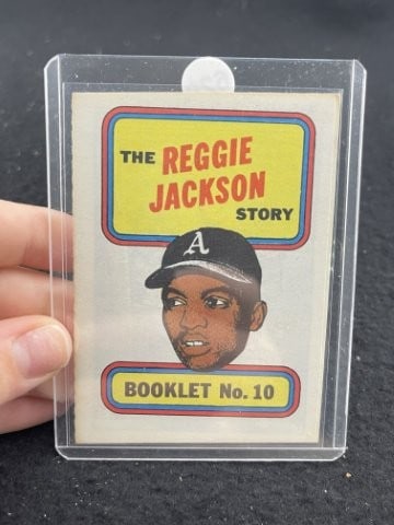 Reggie Jackson Story Booklet Baseball Card: KEY WORDS: INDIAN ARTIFACT ARTIFACTS ARROWHEAD ARROWHEADS NATIVE AMERICAN MISSISSIPPIAN QUAPAW CADDO POTTERY COINS MORGAN DOLLAR PEACE DOLLAR SILVER COINS. All coins have been Sigma tested for