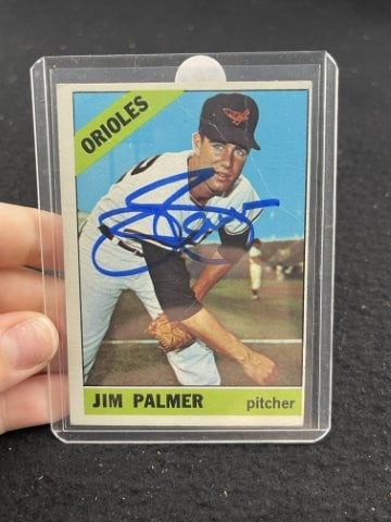 Jim Palmer Hand Signed Authentic Autograph: KEY WORDS: INDIAN ARTIFACT ARTIFACTS ARROWHEAD ARROWHEADS NATIVE AMERICAN MISSISSIPPIAN QUAPAW CADDO POTTERY COINS MORGAN DOLLAR PEACE DOLLAR SILVER COINS. All coins have been Sigma tested for