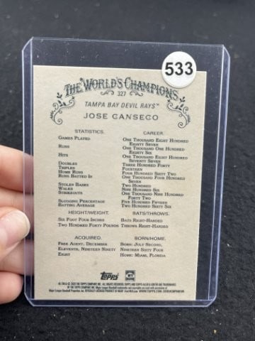 Jose Canseco Hand Signed Authentic Autograph - 2