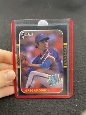 1987 Donruss Greg Maddux Baseball Card: KEY WORDS: INDIAN ARTIFACT ARTIFACTS ARROWHEAD ARROWHEADS NATIVE AMERICAN MISSISSIPPIAN QUAPAW CADDO POTTERY COINS MORGAN DOLLAR PEACE DOLLAR SILVER COINS. All coins have been Sigma tested for