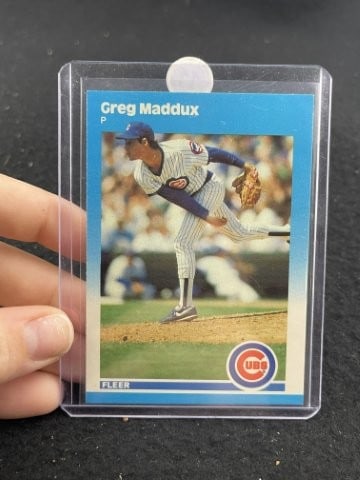 1987 Fleer Greg Maddux Baseball Card: KEY WORDS: INDIAN ARTIFACT ARTIFACTS ARROWHEAD ARROWHEADS NATIVE AMERICAN MISSISSIPPIAN QUAPAW CADDO POTTERY COINS MORGAN DOLLAR PEACE DOLLAR SILVER COINS. All coins have been Sigma tested for