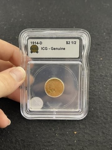 1914 D IGC - Genuine 2 & 1/2 Dollar Gold Coin (1 of 2)