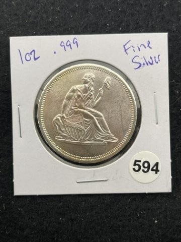1 Ounce .999 Fine Silver Coin: KEY WORDS: INDIAN ARTIFACT ARTIFACTS ARROWHEAD ARROWHEADS NATIVE AMERICAN MISSISSIPPIAN QUAPAW CADDO POTTERY COINS MORGAN DOLLAR PEACE DOLLAR SILVER COINS. All coins have been Sigma tested for authent