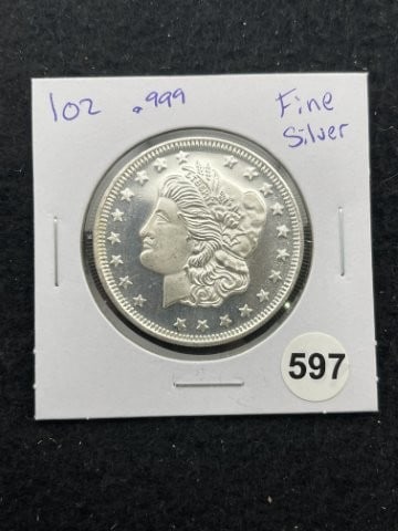 1 Ounce .999 Fine Silver Coin: KEY WORDS: INDIAN ARTIFACT ARTIFACTS ARROWHEAD ARROWHEADS NATIVE AMERICAN MISSISSIPPIAN QUAPAW CADDO POTTERY COINS MORGAN DOLLAR PEACE DOLLAR SILVER COINS. All coins have been Sigma tested for authent