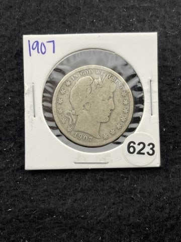 1907 Barber Half Dollar Silver Coin (1 of 2)