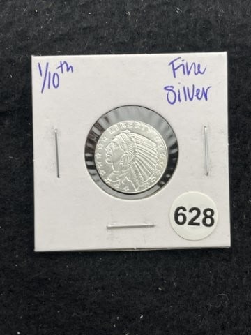 1/10th Fine Silver Coin: KEY WORDS: INDIAN ARTIFACT ARTIFACTS ARROWHEAD ARROWHEADS NATIVE AMERICAN MISSISSIPPIAN QUAPAW CADDO POTTERY COINS MORGAN DOLLAR PEACE DOLLAR SILVER COINS. All coins have been Sigma tested for