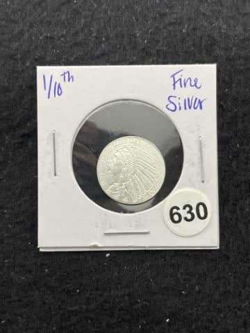 1/10th Fine Silver Coin: KEY WORDS: INDIAN ARTIFACT ARTIFACTS ARROWHEAD ARROWHEADS NATIVE AMERICAN MISSISSIPPIAN QUAPAW CADDO POTTERY COINS MORGAN DOLLAR PEACE DOLLAR SILVER COINS. All coins have been Sigma tested for