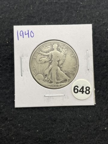 1940 Walking Liberty Half Dollar Silver Coin (1 of 2)