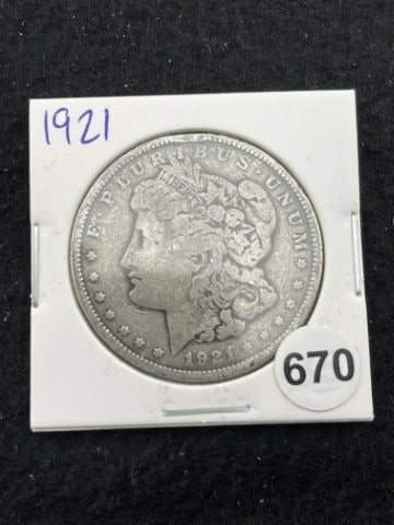 1921 Morgan Silver Dollar Coin: KEY WORDS: INDIAN ARTIFACT ARTIFACTS ARROWHEAD ARROWHEADS NATIVE AMERICAN MISSISSIPPIAN QUAPAW CADDO POTTERY COINS MORGAN DOLLAR PEACE DOLLAR SILVER COINS. All coins have been Sigma tested for