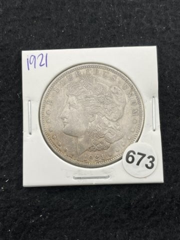1921 Morgan Silver Dollar Coin: KEY WORDS: INDIAN ARTIFACT ARTIFACTS ARROWHEAD ARROWHEADS NATIVE AMERICAN MISSISSIPPIAN QUAPAW CADDO POTTERY COINS MORGAN DOLLAR PEACE DOLLAR SILVER COINS. All coins have been Sigma tested for