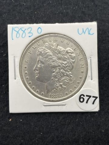 1883 O UNC Morgan Silver Dollar Coin: KEY WORDS: INDIAN ARTIFACT ARTIFACTS ARROWHEAD ARROWHEADS NATIVE AMERICAN MISSISSIPPIAN QUAPAW CADDO POTTERY COINS MORGAN DOLLAR PEACE DOLLAR SILVER COINS. All coins have been Sigma tested for