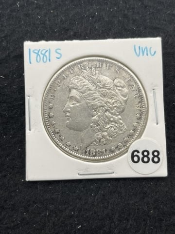 1881 S UNC Morgan Silver Dollar Coin (1 of 2)