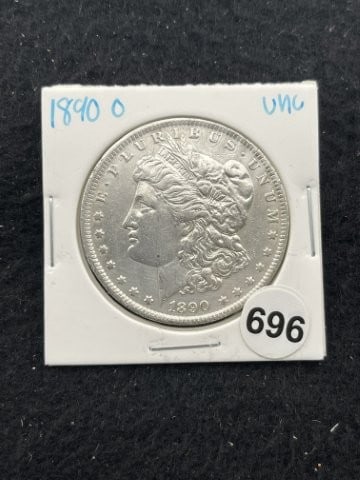 1890 O UNC Morgan Silver Dollar Coin: KEY WORDS: INDIAN ARTIFACT ARTIFACTS ARROWHEAD ARROWHEADS NATIVE AMERICAN MISSISSIPPIAN QUAPAW CADDO POTTERY COINS MORGAN DOLLAR PEACE DOLLAR SILVER COINS. All coins have been Sigma tested for authent