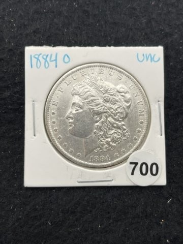 1884 O UNC Morgan Silver Dollar Coin: KEY WORDS: INDIAN ARTIFACT ARTIFACTS ARROWHEAD ARROWHEADS NATIVE AMERICAN MISSISSIPPIAN QUAPAW CADDO POTTERY COINS MORGAN DOLLAR PEACE DOLLAR SILVER COINS. All coins have been Sigma tested for authent