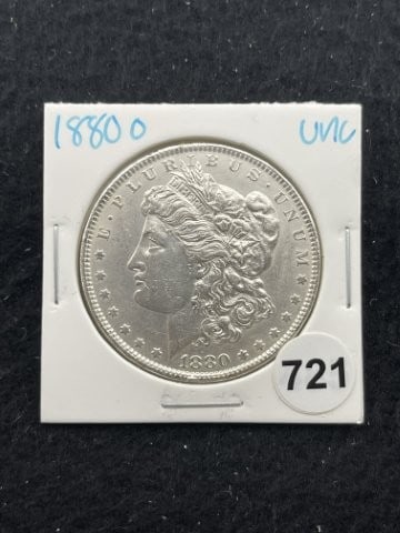 1880 O UNC Morgan Silver Dollar Coin: KEY WORDS: INDIAN ARTIFACT ARTIFACTS ARROWHEAD ARROWHEADS NATIVE AMERICAN MISSISSIPPIAN QUAPAW CADDO POTTERY COINS MORGAN DOLLAR PEACE DOLLAR SILVER COINS. All coins have been Sigma tested for authent