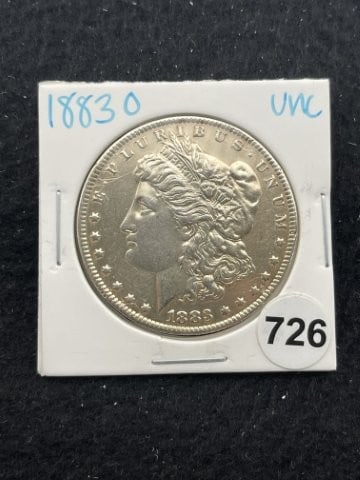 1883 O UNC Morgan Silver Dollar Coin: KEY WORDS: INDIAN ARTIFACT ARTIFACTS ARROWHEAD ARROWHEADS NATIVE AMERICAN MISSISSIPPIAN QUAPAW CADDO POTTERY COINS MORGAN DOLLAR PEACE DOLLAR SILVER COINS. All coins have been Sigma tested for authent