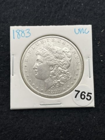 1883 UNC Morgan Silver Dollar Coin: KEY WORDS: INDIAN ARTIFACT ARTIFACTS ARROWHEAD ARROWHEADS NATIVE AMERICAN MISSISSIPPIAN QUAPAW CADDO POTTERY COINS MORGAN DOLLAR PEACE DOLLAR SILVER COINS. All coins have been Sigma tested for authent