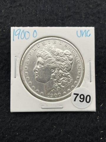 1900 O UNC Morgan Silver Dollar Coin: KEY WORDS: INDIAN ARTIFACT ARTIFACTS ARROWHEAD ARROWHEADS NATIVE AMERICAN MISSISSIPPIAN QUAPAW CADDO POTTERY COINS MORGAN DOLLAR PEACE DOLLAR SILVER COINS. All coins have been Sigma tested for