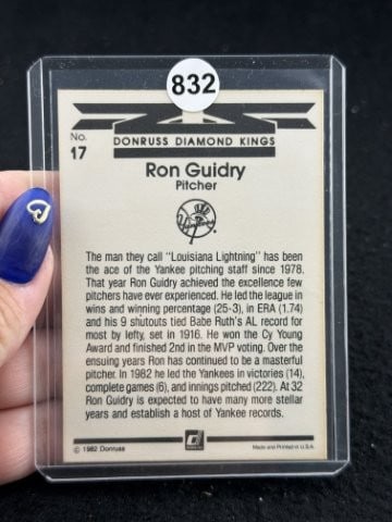 Ron Guidry Hand Signed Authentic Autograph - 2