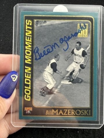 Bill Mazeroski Hand Signed Authentic Autograph: KEY WORDS: INDIAN ARTIFACT ARTIFACTS ARROWHEAD ARROWHEADS NATIVE AMERICAN MISSISSIPPIAN QUAPAW CADDO POTTERY COINS MORGAN DOLLAR PEACE DOLLAR SILVER COINS. All coins have been Sigma tested for authent