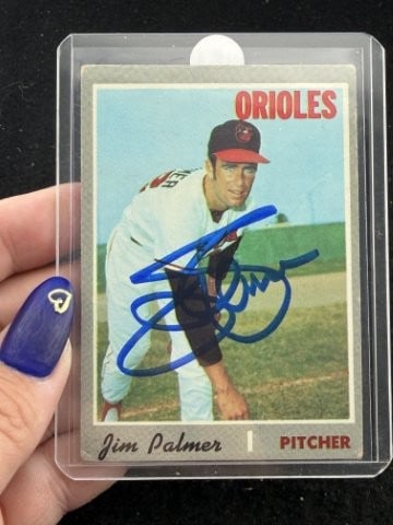 Jim Palmer Hand Signed Authentic Autograph: KEY WORDS: INDIAN ARTIFACT ARTIFACTS ARROWHEAD ARROWHEADS NATIVE AMERICAN MISSISSIPPIAN QUAPAW CADDO POTTERY COINS MORGAN DOLLAR PEACE DOLLAR SILVER COINS. All coins have been Sigma tested for authent