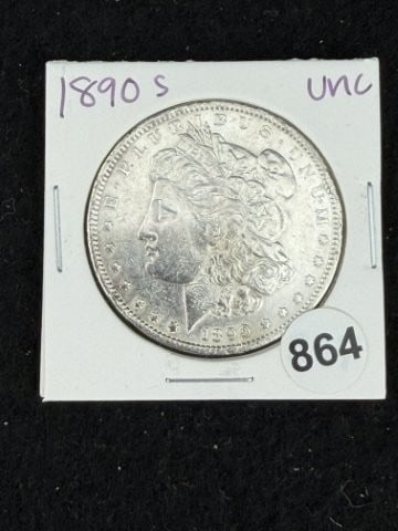 1890 S UNC Morgan Silver Dollar Coin: KEY WORDS: INDIAN ARTIFACT ARTIFACTS ARROWHEAD ARROWHEADS NATIVE AMERICAN MISSISSIPPIAN QUAPAW CADDO POTTERY COINS MORGAN DOLLAR PEACE DOLLAR SILVER COINS. All coins have been Sigma tested for authent