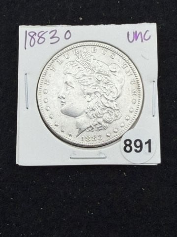 1883 O UNC Morgan Silver Dollar Coin: KEY WORDS: INDIAN ARTIFACT ARTIFACTS ARROWHEAD ARROWHEADS NATIVE AMERICAN MISSISSIPPIAN QUAPAW CADDO POTTERY COINS MORGAN DOLLAR PEACE DOLLAR SILVER COINS. All coins have been Sigma tested for authent