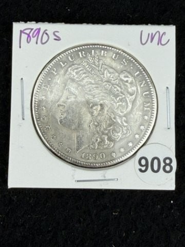 1890 S UNC Morgan Silver Dollar Coin: KEY WORDS: INDIAN ARTIFACT ARTIFACTS ARROWHEAD ARROWHEADS NATIVE AMERICAN MISSISSIPPIAN QUAPAW CADDO POTTERY COINS MORGAN DOLLAR PEACE DOLLAR SILVER COINS. All coins have been Sigma tested for