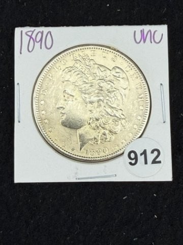 1890 UNC Morgan Silver Dollar Coin: KEY WORDS: INDIAN ARTIFACT ARTIFACTS ARROWHEAD ARROWHEADS NATIVE AMERICAN MISSISSIPPIAN QUAPAW CADDO POTTERY COINS MORGAN DOLLAR PEACE DOLLAR SILVER COINS. All coins have been Sigma tested for