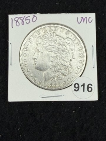 1885 O UNC Morgan Silver Dollar Coin: KEY WORDS: INDIAN ARTIFACT ARTIFACTS ARROWHEAD ARROWHEADS NATIVE AMERICAN MISSISSIPPIAN QUAPAW CADDO POTTERY COINS MORGAN DOLLAR PEACE DOLLAR SILVER COINS. All coins have been Sigma tested for authent