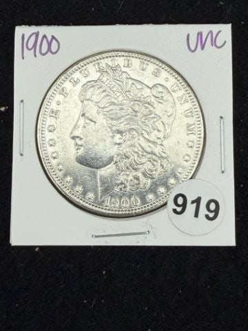 1900 UNC Morgan Silver Dollar Coin: KEY WORDS: INDIAN ARTIFACT ARTIFACTS ARROWHEAD ARROWHEADS NATIVE AMERICAN MISSISSIPPIAN QUAPAW CADDO POTTERY COINS MORGAN DOLLAR PEACE DOLLAR SILVER COINS. All coins have been Sigma tested for authent