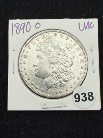 1890 O UNC Morgan Silver Dollar Coin: KEY WORDS: INDIAN ARTIFACT ARTIFACTS ARROWHEAD ARROWHEADS NATIVE AMERICAN MISSISSIPPIAN QUAPAW CADDO POTTERY COINS MORGAN DOLLAR PEACE DOLLAR SILVER COINS. All coins have been Sigma tested for authent