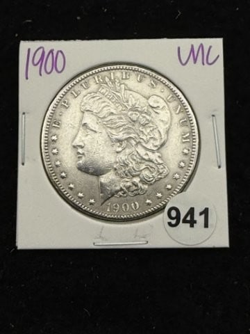 1900 UNC Morgan Silver Dollar Coin: KEY WORDS: INDIAN ARTIFACT ARTIFACTS ARROWHEAD ARROWHEADS NATIVE AMERICAN MISSISSIPPIAN QUAPAW CADDO POTTERY COINS MORGAN DOLLAR PEACE DOLLAR SILVER COINS. All coins have been Sigma tested for authent