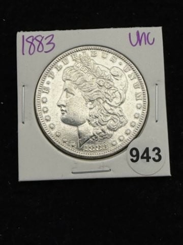 1883 UNC Morgan Silver Dollar Coin: KEY WORDS: INDIAN ARTIFACT ARTIFACTS ARROWHEAD ARROWHEADS NATIVE AMERICAN MISSISSIPPIAN QUAPAW CADDO POTTERY COINS MORGAN DOLLAR PEACE DOLLAR SILVER COINS. All coins have been Sigma tested for authent