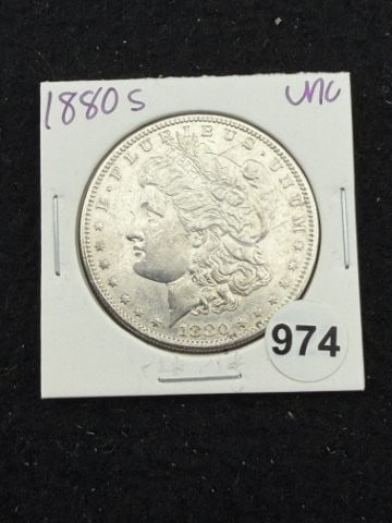 1880 S UNC Morgan Silver Dollar Coin: KEY WORDS: INDIAN ARTIFACT ARTIFACTS ARROWHEAD ARROWHEADS NATIVE AMERICAN MISSISSIPPIAN QUAPAW CADDO POTTERY COINS MORGAN DOLLAR PEACE DOLLAR SILVER COINS. All coins have been Sigma tested for authent