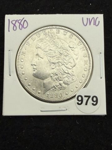 1880 UNC Morgan Silver Dollar Coin: KEY WORDS: INDIAN ARTIFACT ARTIFACTS ARROWHEAD ARROWHEADS NATIVE AMERICAN MISSISSIPPIAN QUAPAW CADDO POTTERY COINS MORGAN DOLLAR PEACE DOLLAR SILVER COINS. All coins have been Sigma tested for authent
