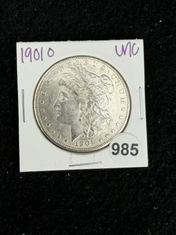1901 O UNC Morgan Silver Dollar Coin: KEY WORDS: INDIAN ARTIFACT ARTIFACTS ARROWHEAD ARROWHEADS NATIVE AMERICAN MISSISSIPPIAN QUAPAW CADDO POTTERY COINS MORGAN DOLLAR PEACE DOLLAR SILVER COINS. All coins have been Sigma tested for authent