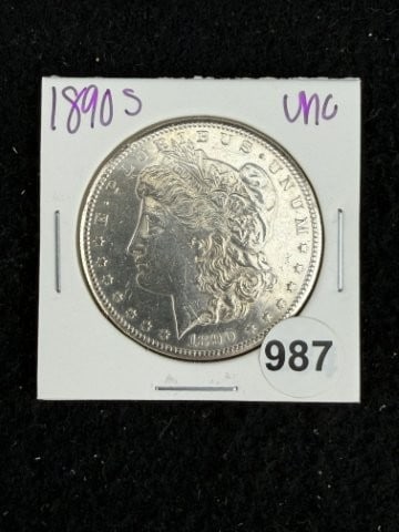 1890 S UNC Morgan Silver Dollar Coin: KEY WORDS: INDIAN ARTIFACT ARTIFACTS ARROWHEAD ARROWHEADS NATIVE AMERICAN MISSISSIPPIAN QUAPAW CADDO POTTERY COINS MORGAN DOLLAR PEACE DOLLAR SILVER COINS. All coins have been Sigma tested for authent