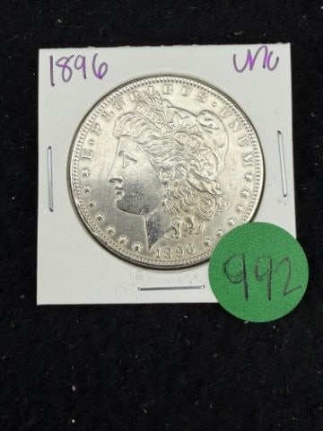 1896 UNC Morgan Silver Dollar Coin: KEY WORDS: INDIAN ARTIFACT ARTIFACTS ARROWHEAD ARROWHEADS NATIVE AMERICAN MISSISSIPPIAN QUAPAW CADDO POTTERY COINS MORGAN DOLLAR PEACE DOLLAR SILVER COINS. All coins have been Sigma tested for authent
