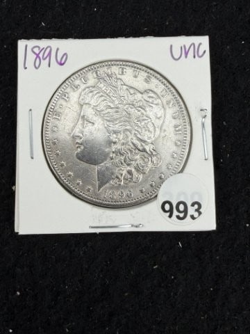 1896 UNC Morgan Silver Dollar Coin: KEY WORDS: INDIAN ARTIFACT ARTIFACTS ARROWHEAD ARROWHEADS NATIVE AMERICAN MISSISSIPPIAN QUAPAW CADDO POTTERY COINS MORGAN DOLLAR PEACE DOLLAR SILVER COINS. All coins have been Sigma tested for authent
