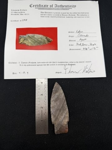 Eden with Thomas Mathews COA from Colorado Indian Artifact Arrowhead (1 of 6)