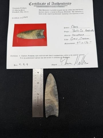 Clovis with Thomas Mathews COA from Bath County, Kentucky Indian Artifact Arrowhead (1 of 5)