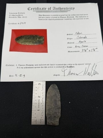 Eden with Thomas Mathews COA from Colorado Indian Artifact Arrowhead (1 of 6)