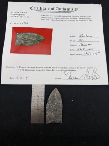 Paleo Lance with Thomas Mathews COA from Ohio Indian Artifact Arrowhead (1 of 5)