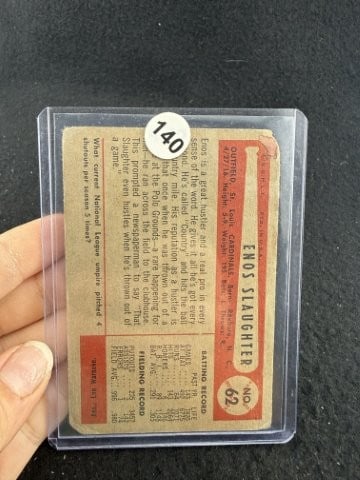 1954 Bowman Enos Slaughter Baseball Card - 2